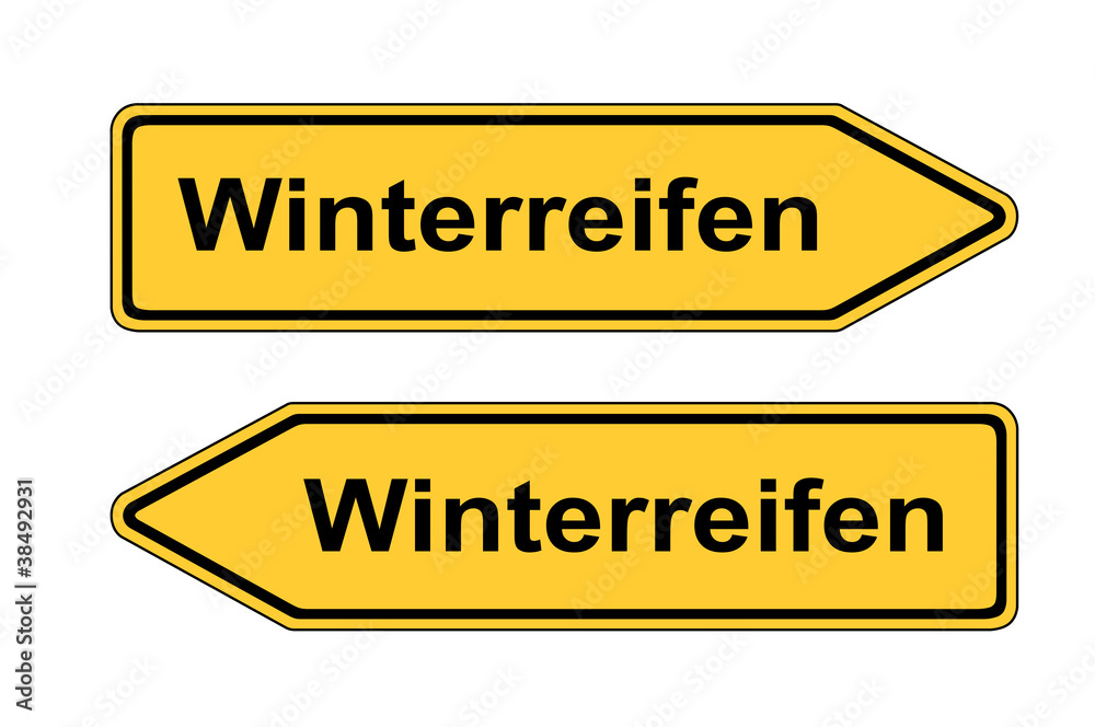 Verkehrsschild links rechts Winterreifen Verkehrsschild links rechts Winterreifen