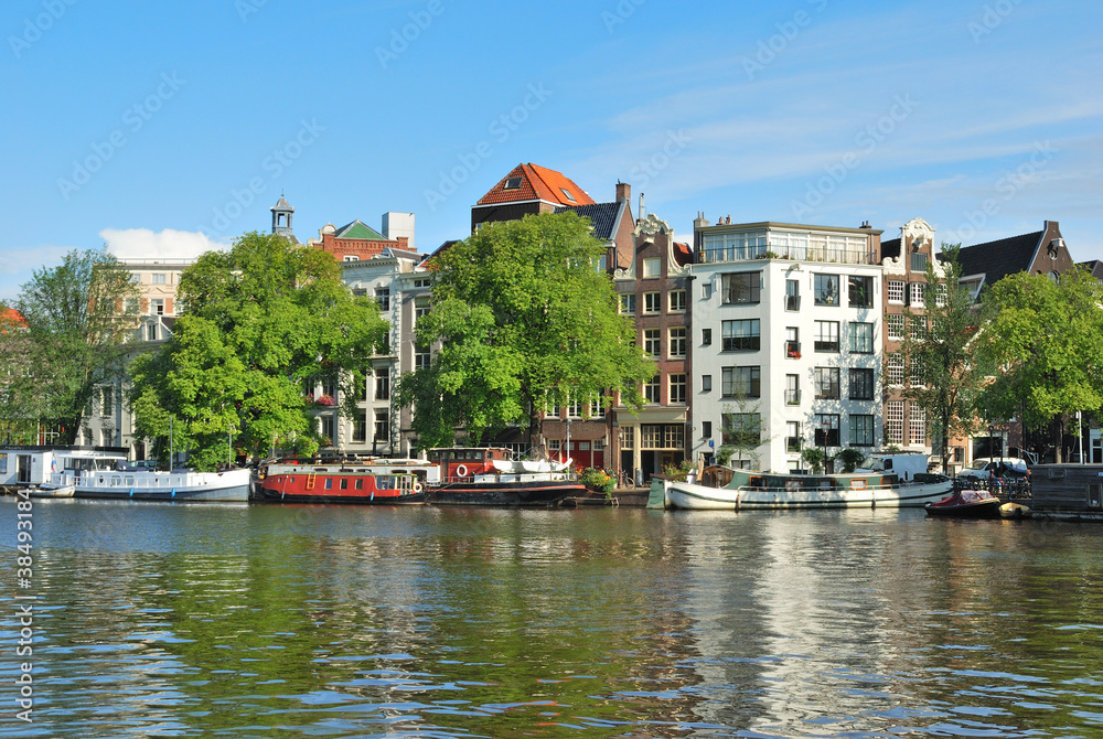 Amsterdam. River Amstel embankment