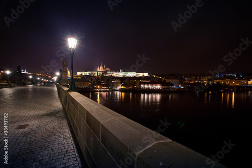 beautiful night view of the Charles Bridge in Prague © Evgeniya Uvarova