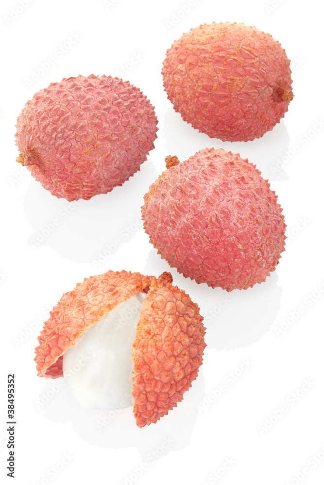 Lychees isolated on white, clipping path included Lychees isolated on white, clipping path included
