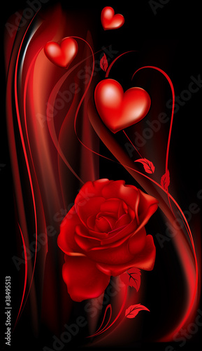 red rose and heart