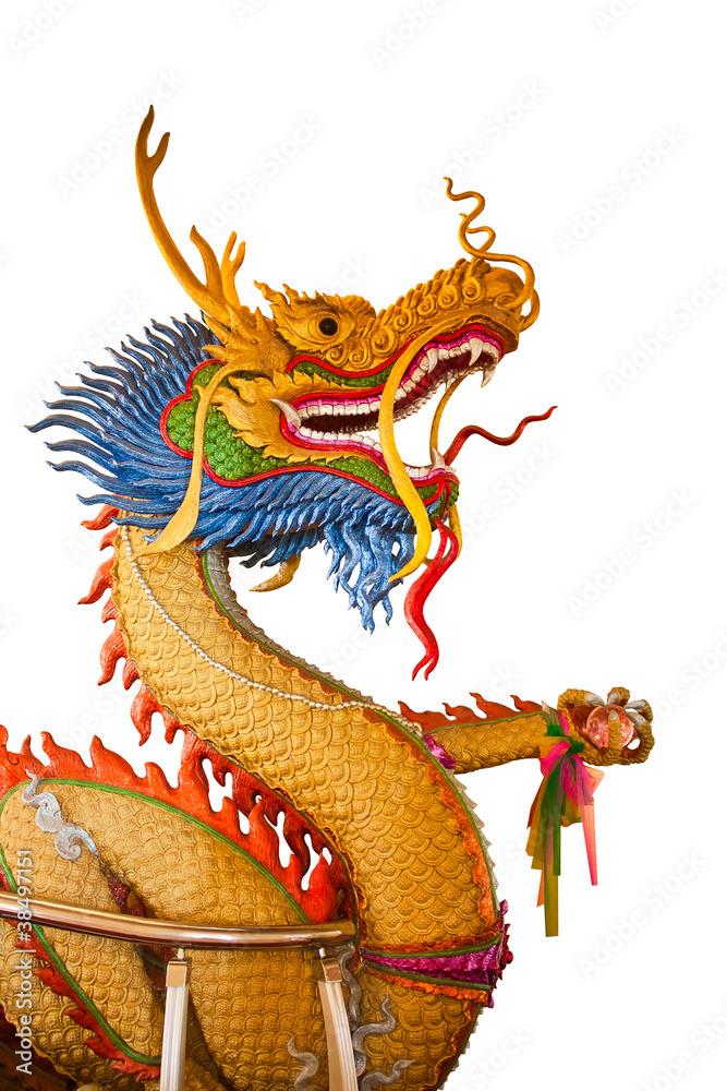Dragon statue on isolated white background Dragon statue on isolated white background