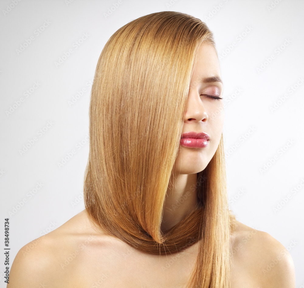 Naklejka premium Pretty girl with long hair