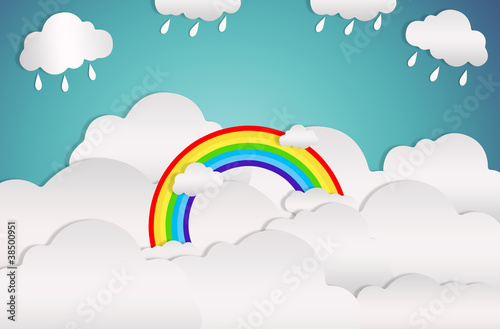 clouds and background blue sky and Rainbow