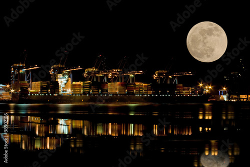Container Port at Night