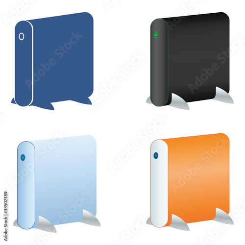 external hard drive icons set