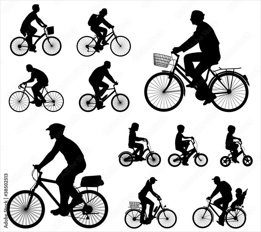 Fototapeta premium bicyclists silhouettes collection 2
