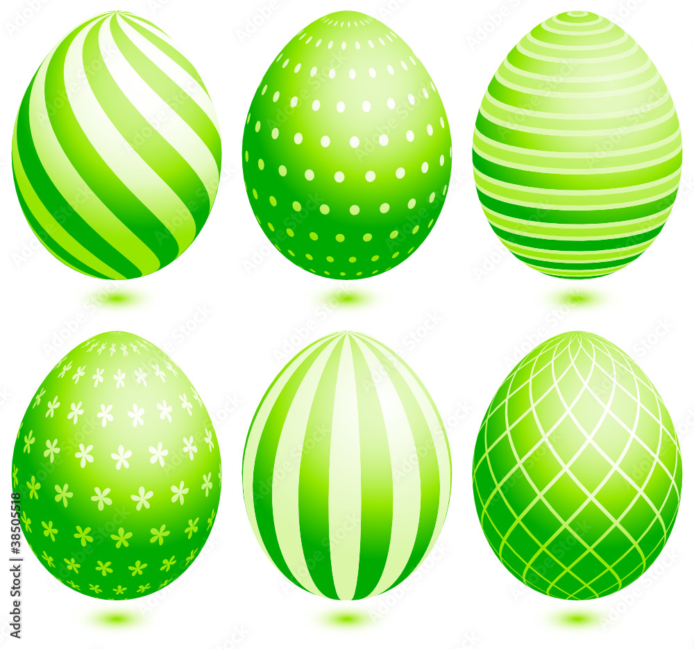 6 Easter Eggs Green