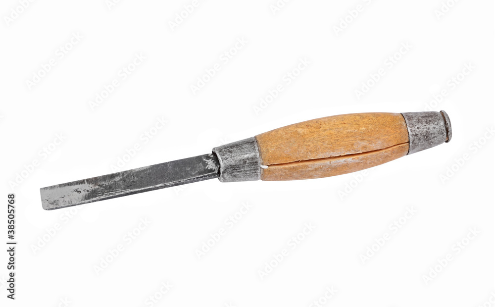 Old and rusty chisel, isolated on white background Old and rusty chisel, isolated on white background