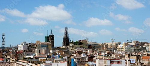 panorama of Barcelona with a kind on the Cathedral, Spain #38505738