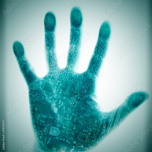 Circuit technology  human palm.