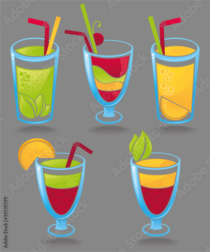 fresh drinks, vector collection of cocktails