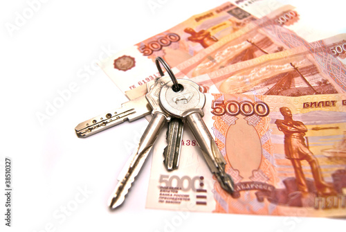 Keys and Russian banknotes