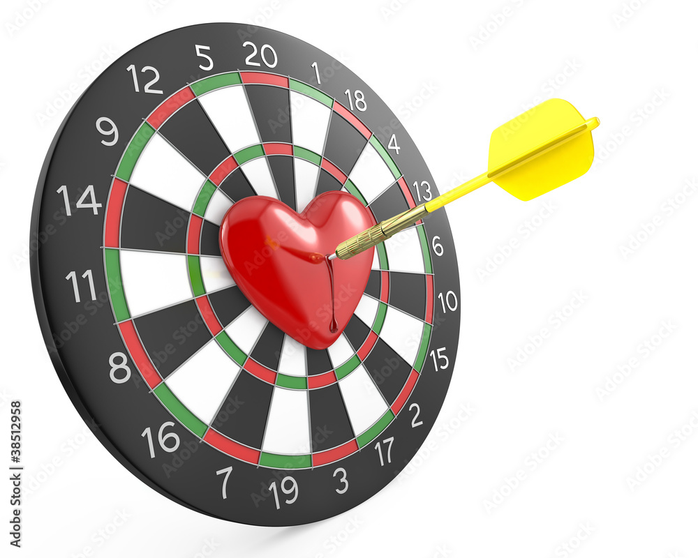 Dart hit the heart in the center of datrboad Dart hit the heart in the center of datrboad