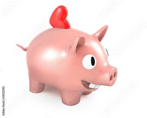 Piggy bank with heart