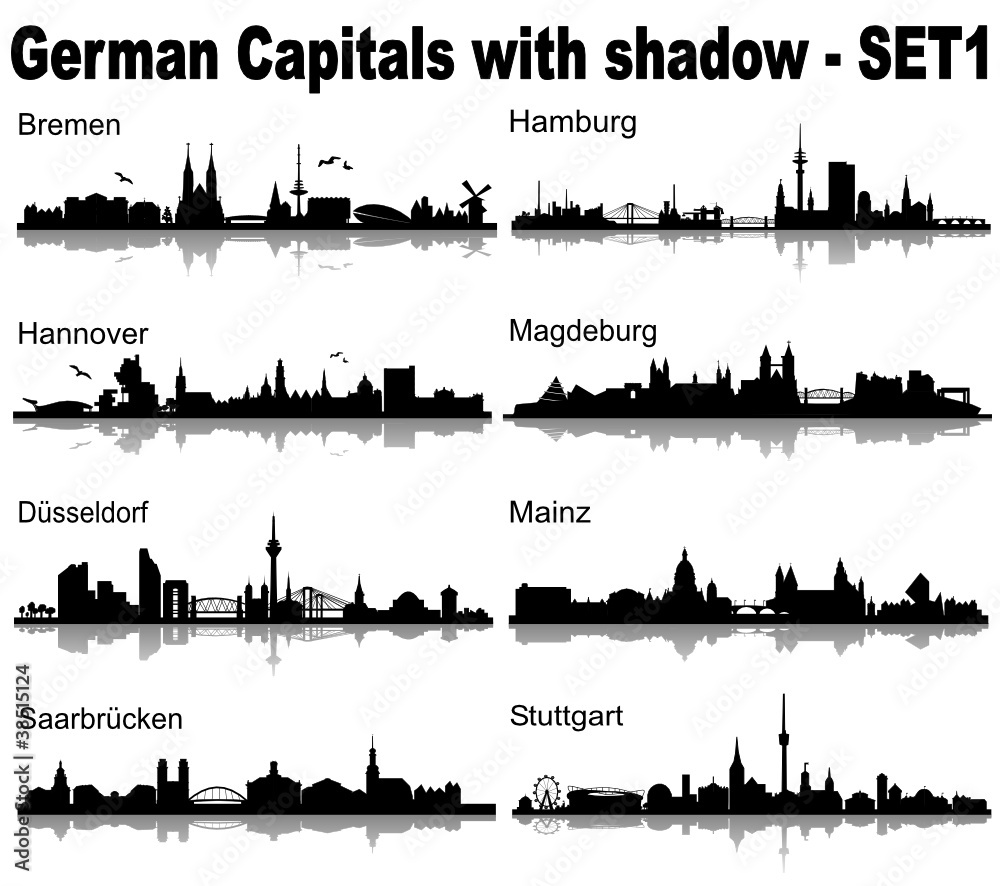 Skylines Germany, with Shadow - Set 1