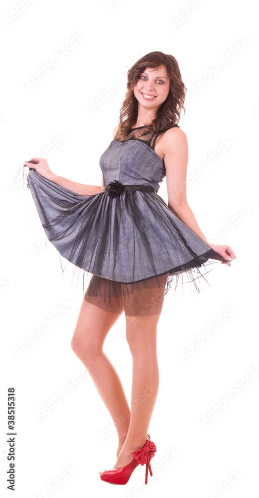Naklejka premium Beautiful young woman in dress
