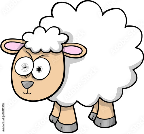 Crazy Sheep Lamb Vector Illustration