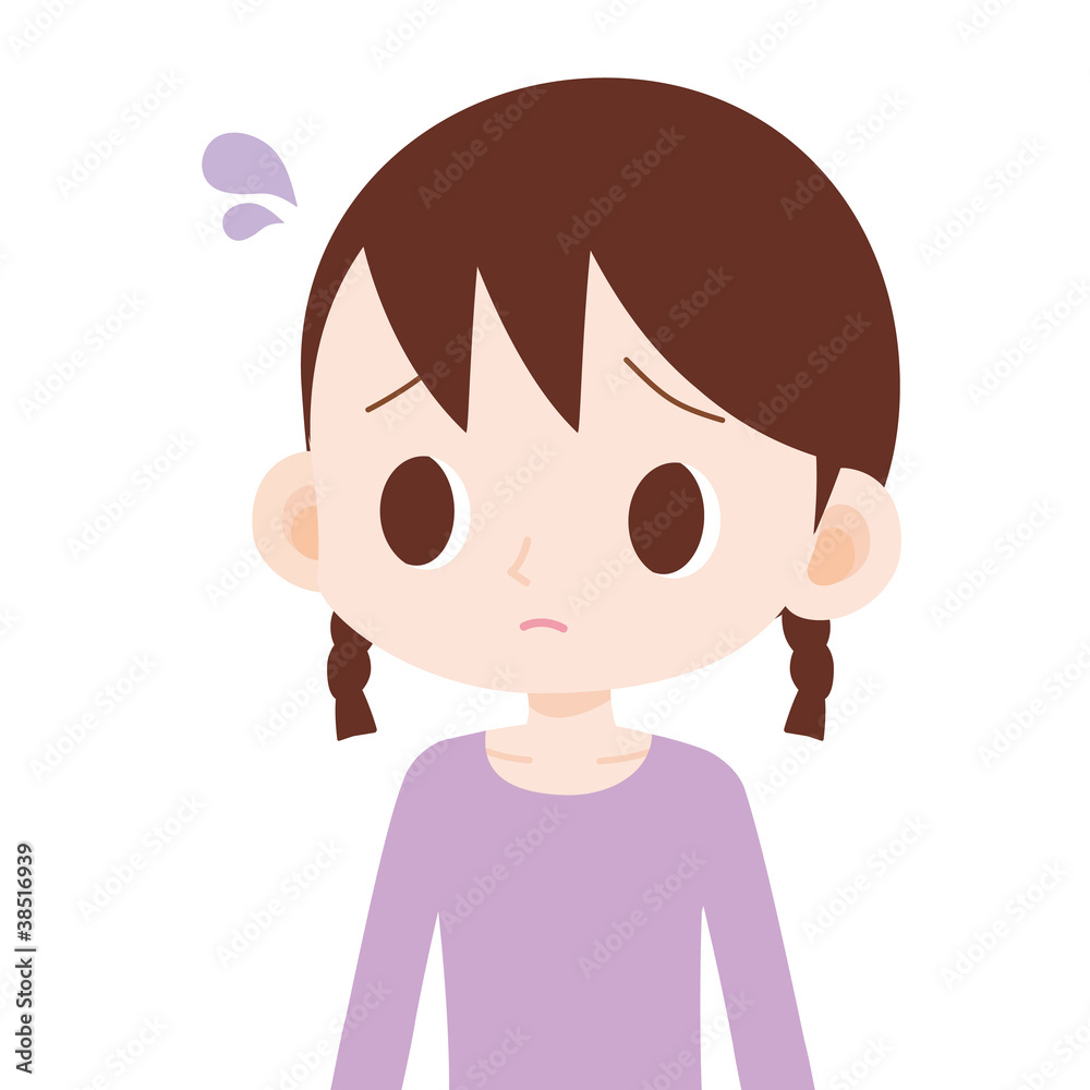 女の子 上半身 不安 Stock イラスト Adobe Stock