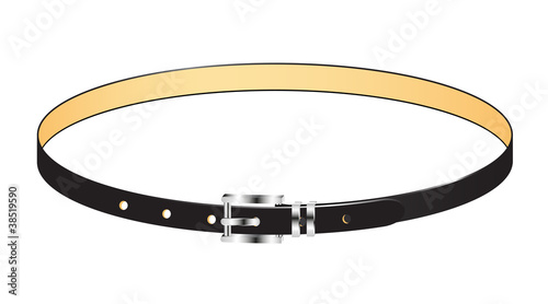 Black leather belt with metal buckle