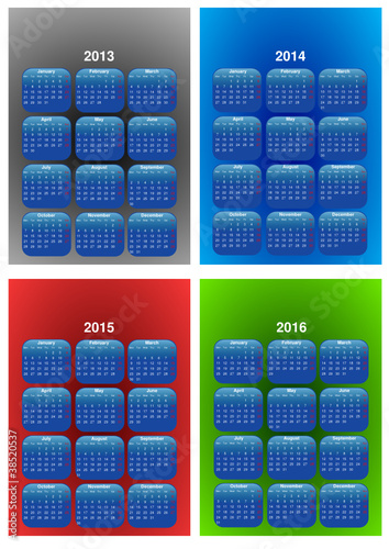 4 years 2013-2014-2015-2016 calendars