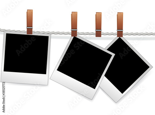 Photo frames on rope