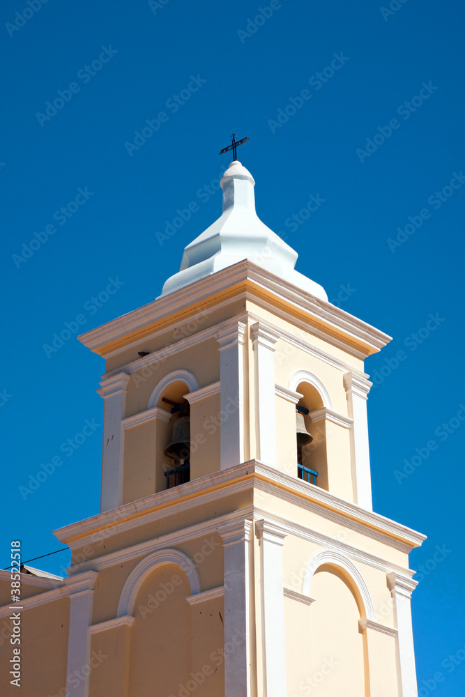 Tower of the church in San Carlos in northern Argentina