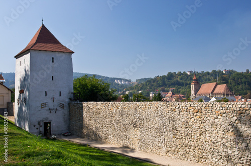 Old city wall and the Black Church. Brasov, Romania