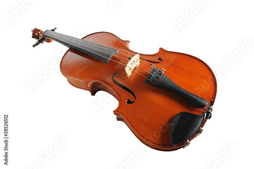 Elegant shot of a violin on white background