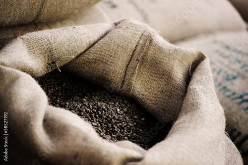 coffee beans in sack