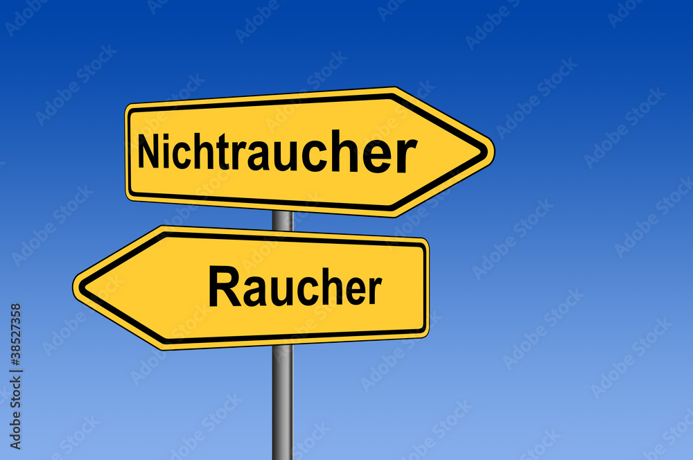 Fototapeta premium Richtungsweiser Raucher Nichtraucher