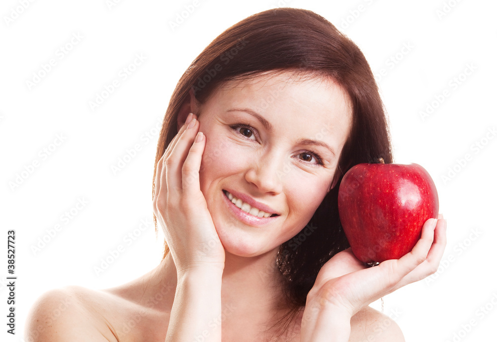 woman with an apple woman with an apple