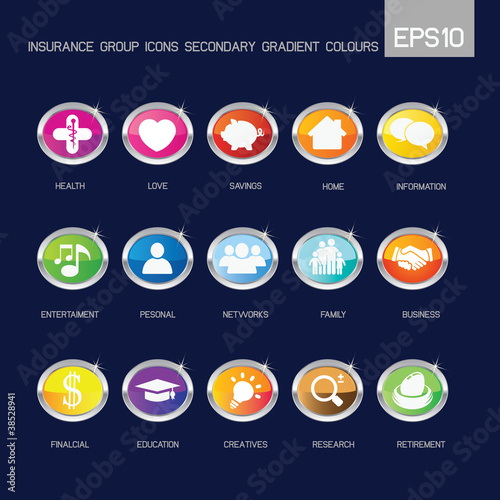 Insurance group icons secondary gradient colour