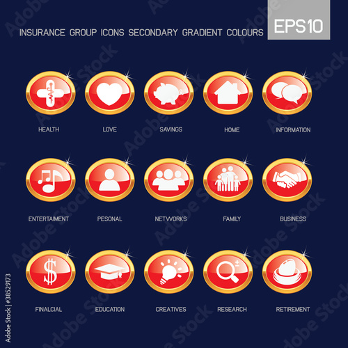 Insurance group icons secondary red color