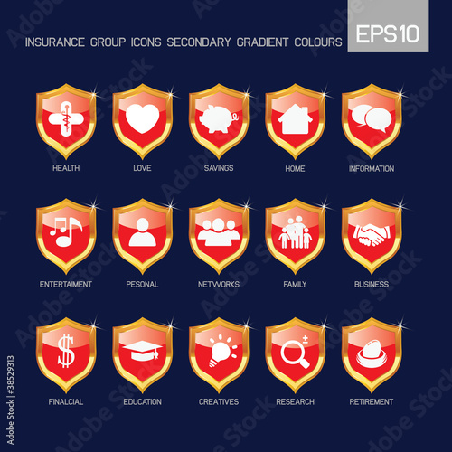 Insurance group icons secondary red color