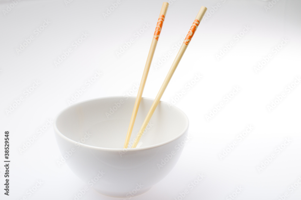 white bowl with chopsticks white bowl with chopsticks