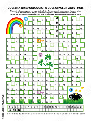 Codebreaker crossword puzzle, St. Patrick's Day themed