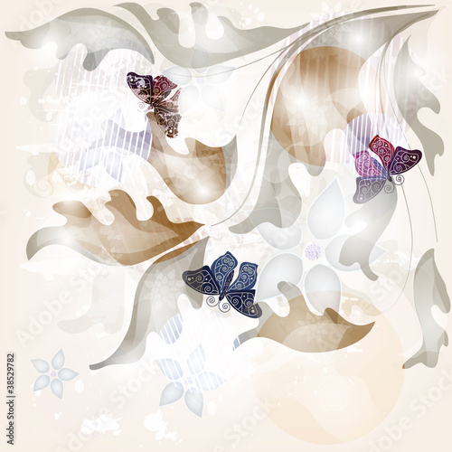 biglietto d'invito con decori e farfalle