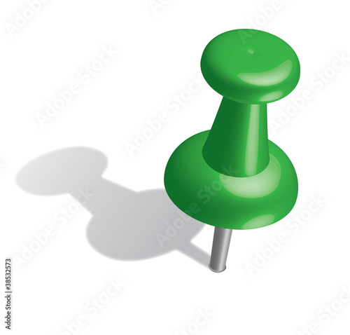 3d green push pin