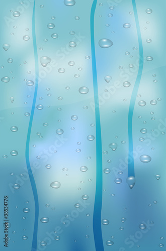 Raindrops on glass window. Vector file.
