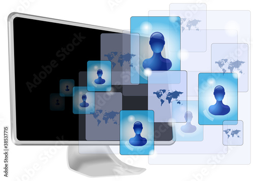 computer with social media
