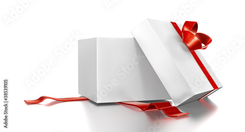 Wallpaper Mural White gift box with red ribbon. Torontodigital.ca