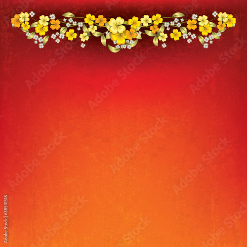 abstract grunge background with spring flowers