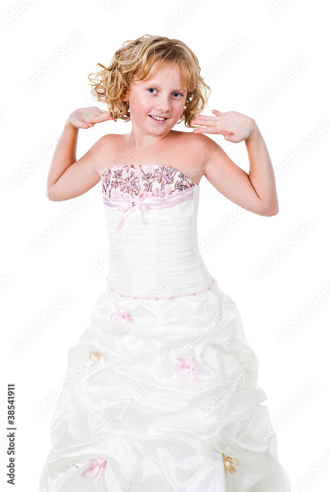 cute teen girl wearing gown isolated on white background cute teen girl wearing gown isolated on white background