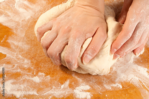 Kneading the dough with hands