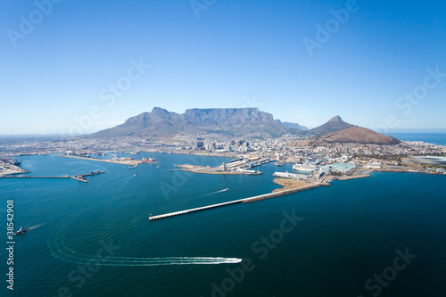 aerial view of Cape Town and table mountain, South Africa