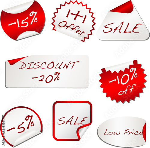 Tableau sur toile Red pealing paper price tag isolated on white