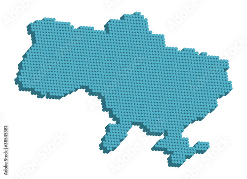 Doted map of Ukraine 3d