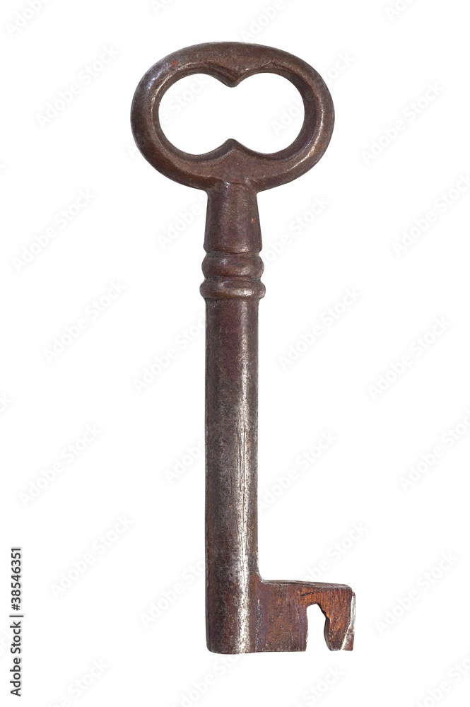 Old rusty key isolated on white background. Old rusty key isolated on white background.
