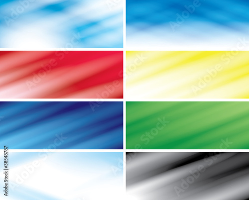 set -  abstract vector color headers with blurred lines